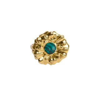 Bague large Fleur - Malachite 