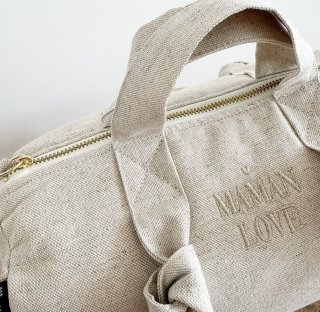 Trousse de toilette polochon coton brodé Maman Love